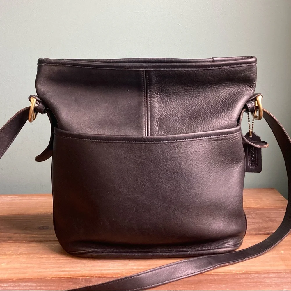 Vintage Coach 4153 Black Leather Bleecker Bucket Bag Crossbody